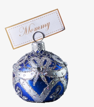 Hand Crafted Christmas Ornament Blue Cardholder With - Christmas Ornament #7934857