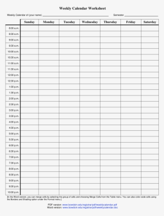 Blank Weekly Calendar Template With Time Slots Pdf - Weekly Calendar ...