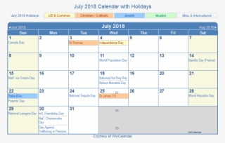 July Calendar 2018 Printable Template - Holidays In July 2019 #7937120