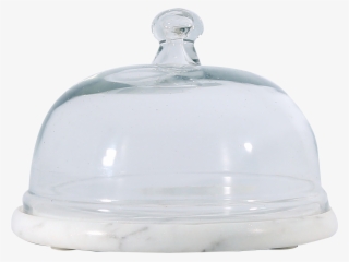 White Marble Stone 8″ Platter With Glass Dome - Dome #7941882