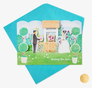 Bride And Groom At Wishing Well Pop Up Wedding Card - Craft #7949408