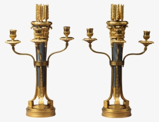 Bronze And Turquin Blue Marble Candelabra In The Form - Antique #7950984