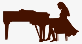 Drawing Of A Girl Playing The Piano #7954429