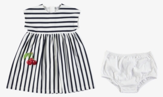 Picture Of Striped Dress With Cherry Applique Navy - A-line #7955794