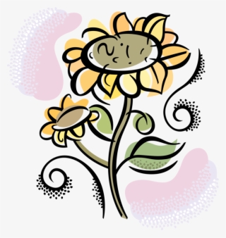 Vector Illustration Of Garden Sunflowers Growing In #7959743