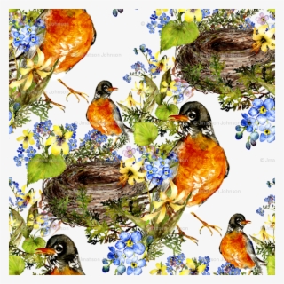 Robin With Nest Watercolor On White Wallpaper - Robin #7962099