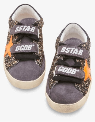 Black & Gold Glitter Old School Baby Sneakers - Walking Shoe #7966261