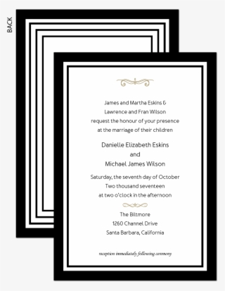 Black Tie Wedding Invitation For Classic Formal Wedding - St Teresa Of Calcutta Icon #7967724
