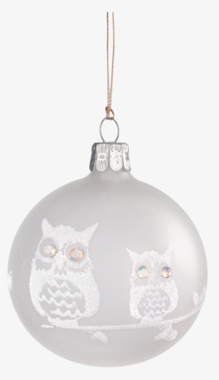 Glass Bauble Frosted Glass With White Owls, 7 Cm - Snowy Owl #7968185