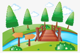 Vector Freeuse Library Bridge Cartoon Photography Illustration - River With Bridge Cartoon #7973111