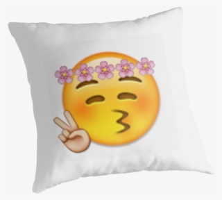 Flower Crown Peace Sign Emoji Throw Pillows Png Peace - Emoji #7975134