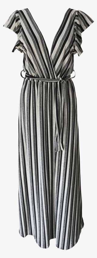 Silver & Black Stripe Maxi Dress - Cocktail Dress #7976215