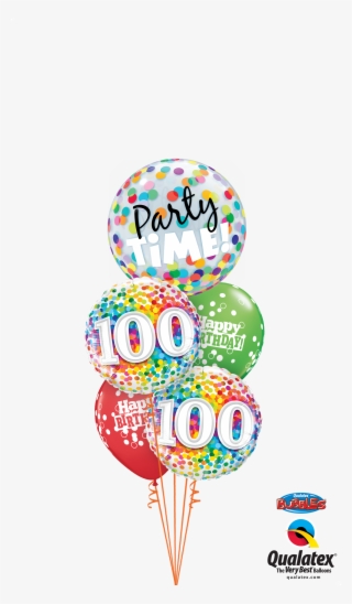 100th Bday Confetti Dots Party Time Bubble Staggered - Balloon #7978139