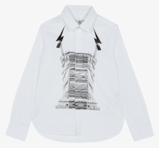 White Statue Of Liberty Lightning Bolt Shirt - Long-sleeved T-shirt #7978254