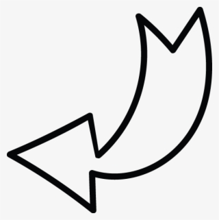 Left Down Arrow Wedge Tail Doodle - Line Art #7982911