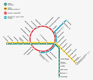 Map Over The Existing And Future Metro Lines - New Metro Line Copenhagen #7990593