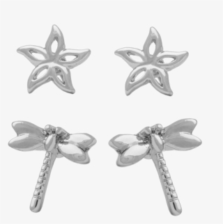 Rhodium Dragonfly Flower - Body Jewelry #7992086