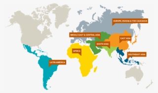 Country List By Assigned Region - World Map Green Silhouette #7993125