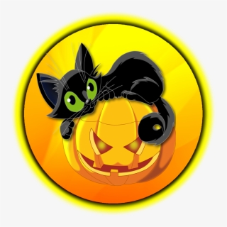 Halloween Cat And Pumpkin #7995447