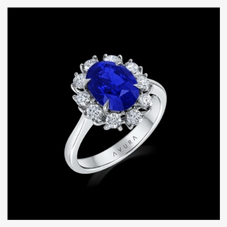 Blue Sapphire Ring Set With White Diamonds, 18kt White - Pre-engagement Ring #7996644