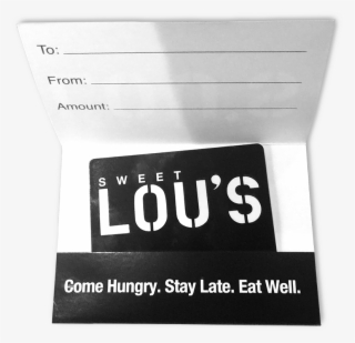 Gift Certificates At Sweet Lou's Restaurant And Bar - Paper #7999162