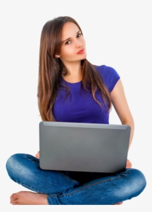 Download Women Sitting With Laptop Png Image - Woman With Laptop Png #80568