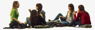 Women On Grass Talking - Group Sitting People Png #81678