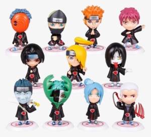11 Pc Figurine Keychain / Model Set - Sunkee Narto Akatsuki Cloak Hood Costume + Whole Anti #81999