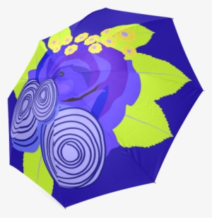 Indigo Watercolor Roses Floral Foldable Umbrella - Rose #82168