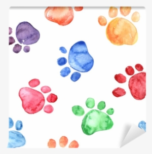 Watercolor Illustration With Animal Footprints Wall - Watercolor Animal Foot Prints #82169
