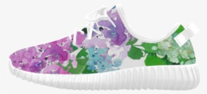 Watercolor Hydrangea Grus Women's Breathable Woven - Walking Shoe #82564