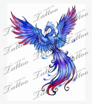 Rising Phoenix - Blue Purple Phoenix Tattoo #83424