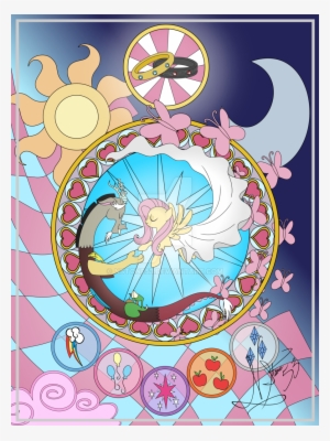 Stained Glass Poster Print By Nstone53 - Fluttershy And Discord Stained Glass #83608