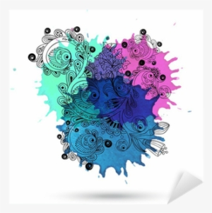 Vector Watercolor Abstract Design With Doodle Sticker - Watercolor Painting #84532 Vector Watercolor Abstract Design With Doodle Sticker - Watercolor Painting #84532