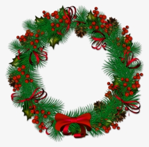 Christmas Pinecone With Red Ribbon Is Available - Transparent Background Christmas Wreath Clipart #85891
