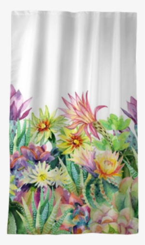 Watercolor Blooming Cactus Background Blackout Window - Gazania #87138