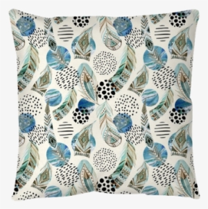 Watercolor Tribal Feathers Seamless Pattern With Abstract - Watercolor Painting #88376