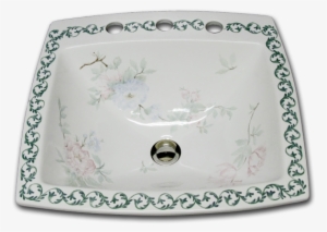 Kb 42 500 Watercolor Flowers Wtih Vine Rim - Bathroom Sink #89078