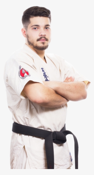 Karate Male Fighter In White Kimono And Black Belt - Karate Man Png #801448