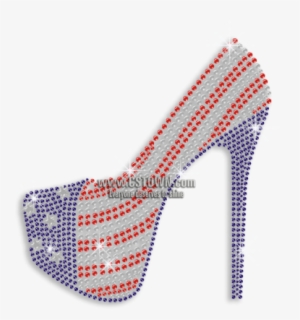 Shining Usa Flag Motif High Heels Strass Hot-fix Design - Rhinestone #804239