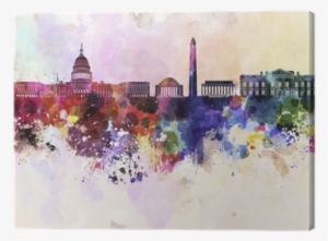 Washington Dc Skyline In Watercolor Background Canvas - Washington Dc Skyline #805481 Washington Dc Skyline In Watercolor Background Canvas - Washington Dc Skyline #805481