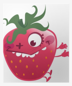 Cartoon Pink Strawberry Fruit Character Making A Crazy - Strawberries #807367