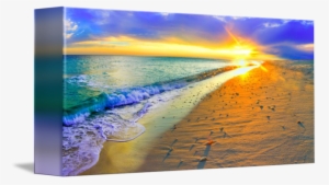 Vector Transparent Panoramic Sunset Beach Shells Art - Gallery-wrapped Canvas Art Print 10 X 5 Entitled Panoramic #809395