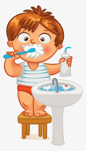 Clip Art Kid Brush Teeth Clock Time - Brush Teeth Clipart Png #809653