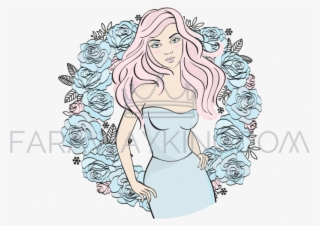 Winter Portrait Floral Wreath Girl Vector Illustration - Illustration #8001975