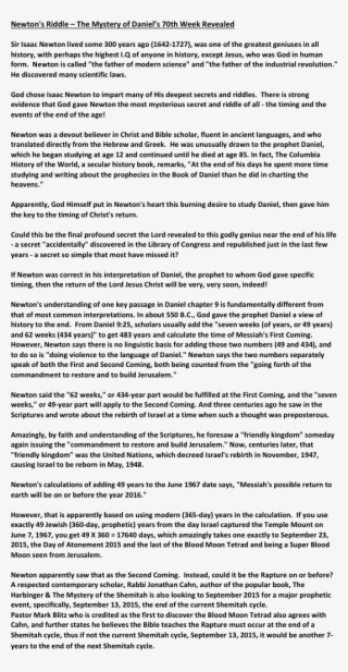 Newton's Riddle The Mystery Of Daniel's 70th Week Revealed - Isaac Newton's Riddle #8004317