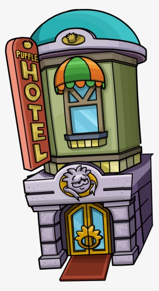 Puffle Hotel - Club Penguin Town Transparent #8008844