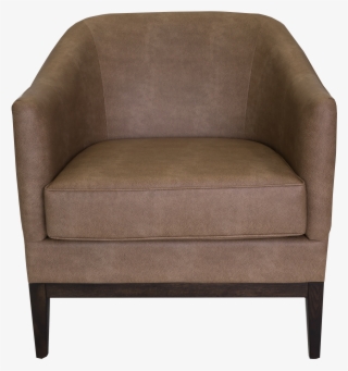 Brown Leather Upholstered Tub Chair With Curved Back - Club Chair #8009551