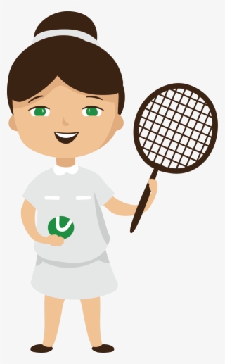 Tennis Girl Racket Illustration - Sports Equipment Cartoon Sport #8009954