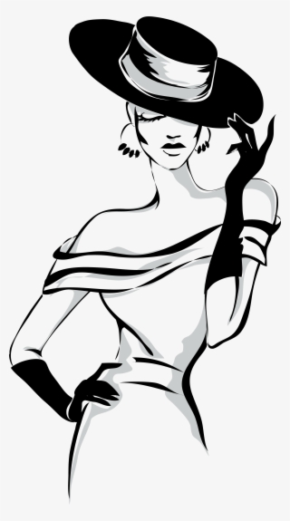 Model Stock Illustration Black And White Girl - Fashion Backgrounds Black And White #8010439